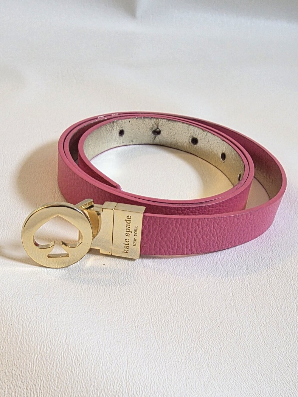 kate spade Hot Pink Leather Belt with Gold Spade Buckle